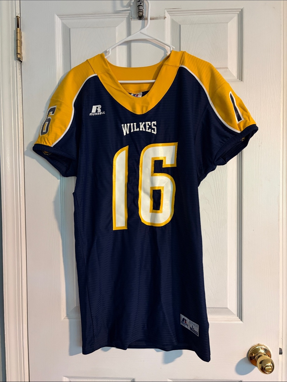 Russell Athletic Navy and Yellow Wilkes Univetsity #16 Football Jersey